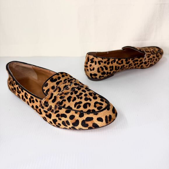 J. Crew Factory Shoes - J CREW Penny Loafer Women's 7.5 Calf Hair Cheetah Animal Print Leather Neutral